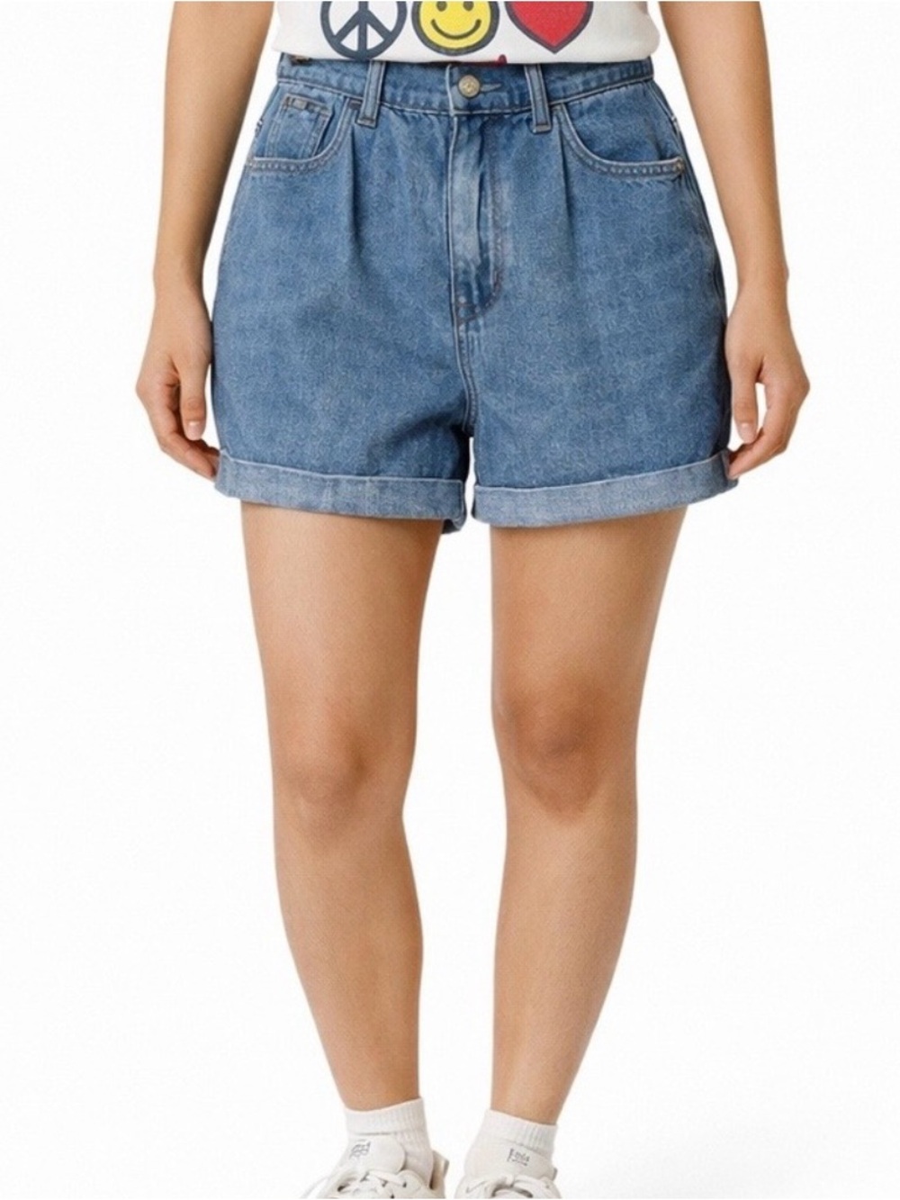 American Eagle Outfitters Medium Blue High-Rise Denim Shorts Mom Shorts 16